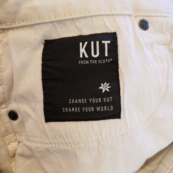 Kut from the Kloth Jane High Rise Distressed White Denim Short size 10 - Picture 8 of 11